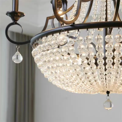 American Modern Crystal Chandelier Elegant Luxury Black Body LED Pendant Light Middle Dimmable Adjustable Height European Style