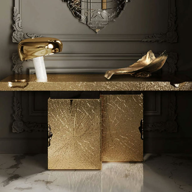 Moderno classic design wood living room furniture handcraft gold leaf entryways console table high-end luxury sideboard shengxuan