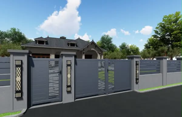 Electric Driveway Cast Cantilaver Sliding Barrier Door Aluminum Gate