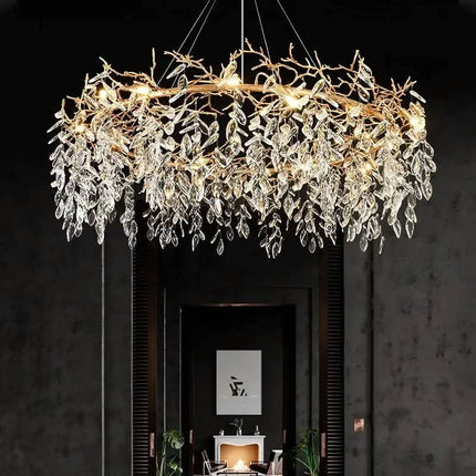 Crystal Chandelier Lights Overseas Spot Tree Branch Chandelier Round Raindrop Luxury Crystal Pendant Light