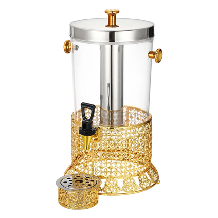 Luxury Commercial Catering Equipment 8L Gold Stainless Steel Plastic Beverage Dispenser Portable Cold Juice Dispenser
