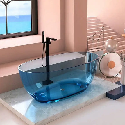 Modern Freestanding Resin Bathtub Colorful Transparent Bathroom Tub for Soaking Hotel Use