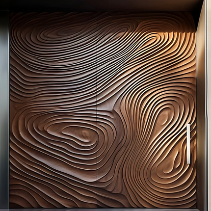 Light Luxury Modern Solid Wooden Door 3D Texture Carving Log Wind Deflecting Axis Villa Entry Barn Door Gaoding Waterproof