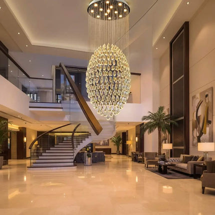 Custom Oval Large Luxury Project Staircase Chandelier Wedding Hall Decoration Chandelier Hotel Villa