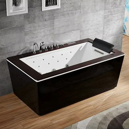 Modern Style SHANE Freestanding Eco-Friendly Acrylic Bathtub Drainer Inchuded Soaking Bath White Square Pattern