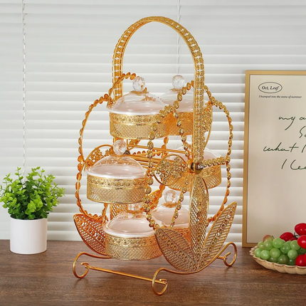 Exquisite High-Grade Wrought Iron Acrylic Fruit Plate Creative Windmill Rotating Snack Tray For Party Living Room Fruit Plate