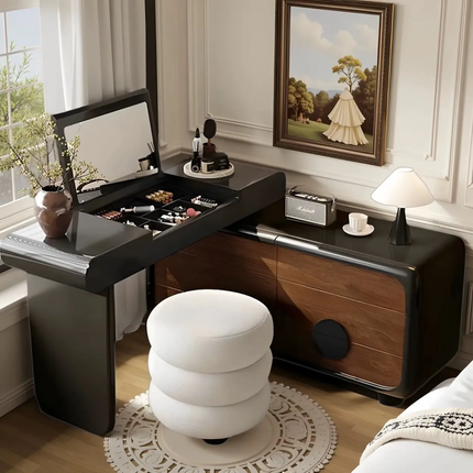 Modern LED Light Dressing Table With Storage Chest Makeup Beauty Vanity Hair Dresser For Bedroom Apartment Bathroom
