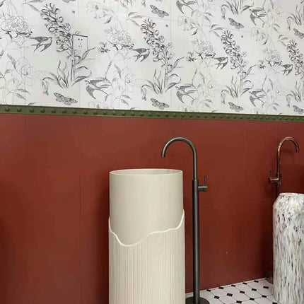 Modern Design Artificial Marble Standing Stone Basin Pedestal Sink Easy Clean Mount For Villa Hotel Washroom Bathroom