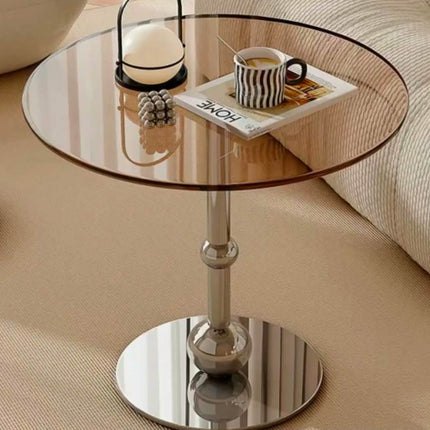 Light Luxury Creative Modern Glass Coffee Table Stainless Steel Base For Small Apartments Balcony Cream-style Minimalist Design