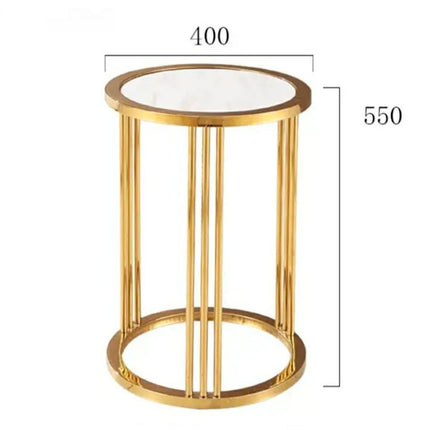 Modern Round Stainless Steel Table Base Marble Top Side Table Coffee Tea Table