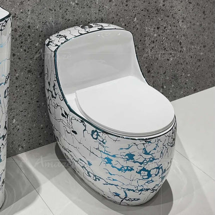 Unique Curved Blue Vein Toilet Italian Design Modern Artistic Fixture Masterpiece