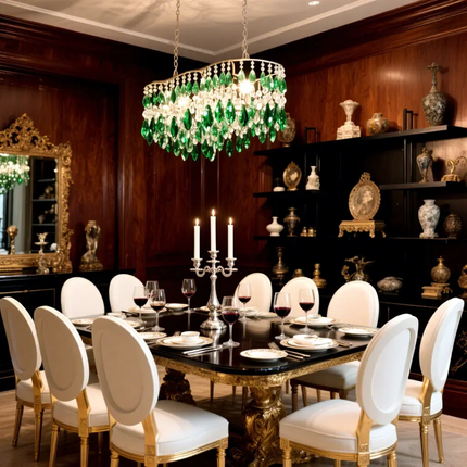 Luxury French European Dining Table Set – White Gold Marble, Convertible Adjustable Style Ideal for Villas and Apartments