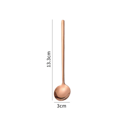 Custom Logo Stainless Steel Mirror Polish Long Handle Teaspoon with PVD Gold Coating For Coffee Latte Ice Cream Mixing-Present