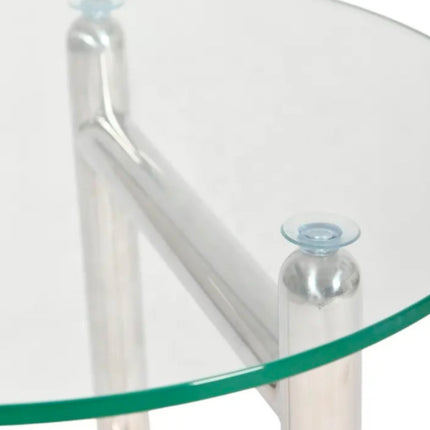 Hot Selling Luxury High Gloss Round Side Table Tempered Glass Top Coffee Table For Home Restaurant Bar Cafe