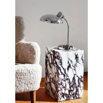 Custom Black and White Marble Side Table Hand-Polished Natural Stone End Table For Luxury Hotel Projects Minimalist Pedestal