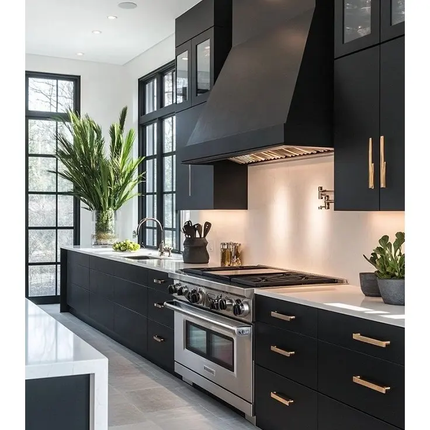 American Style Design Pine Ready to Assemble Black Kitchen Cabinet