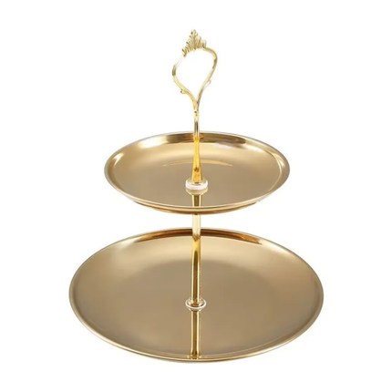 High-End Stainless Steel Gold Cake Stand Silver Snack Fruit Tray Dessert Display Stand Three-Layer