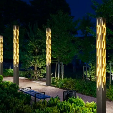 Modern Style Aluminum LED Bollard Light For Villa Courtyard IP65 Waterproof Garden Lamp Pole With Electric Power Supply