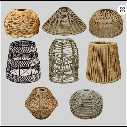 Defined Deco Small Rattan Lamp Shade 10 Inch Boho Bell Lamp Shades for Table Wall Lamp
