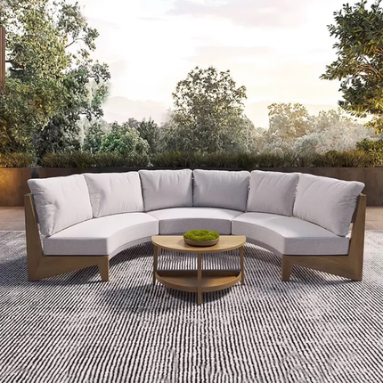 Ocean Breeze Curved Luxury Sofa Set with Teak Wood Frame and Rope Design