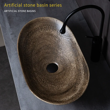 Vintage Oval Artistic Ceramic Countertop Sink For Washroom Bathroom Courtyard Balcony Hotel & Homestay Use