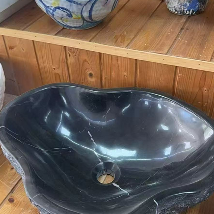Customized Aquarius Nero Marquina Marble Bathroom Vanity Basin Polished Modern Easy Clean Above-Counter Natural Stone Sink For