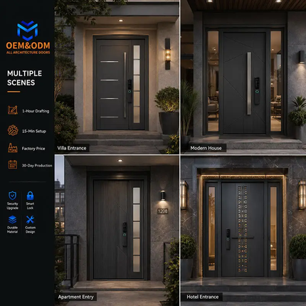 Custom Design Stainless Steel Exterior Security Front Interior Modern Home Entrance Door With Smart y