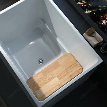 ICEGALAX Modern White Acrylic Free-standing Bath Tub Small Size Adult Bathroom Soaking Bathtub Solid Surface Deep Soaking