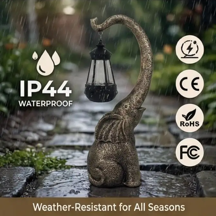 IP44 Solar Powered Outdoor Garden Elephant Statues Perfect Christmas Gift For Women Courtyard Sculpture Landscape Decor Light