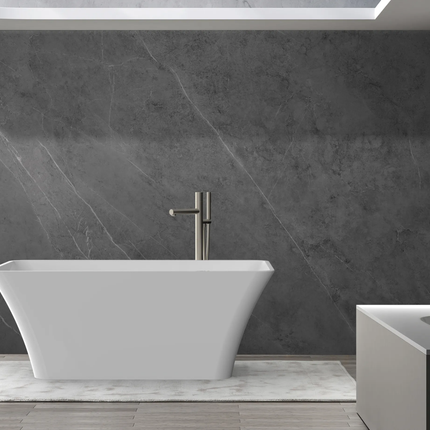 Modern Square Shape Acrylic Free-Standing Bath Tub Solid Surface Whirlpool Soaking Drainer Durable Center Drain