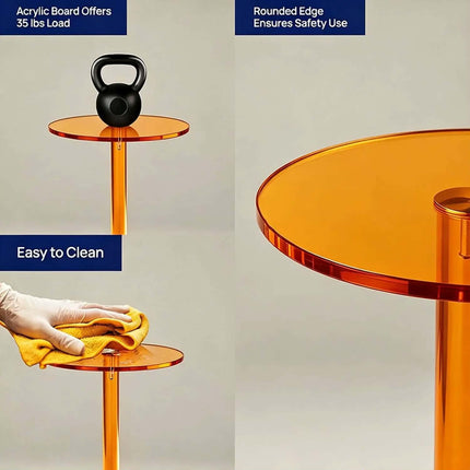 Modern Acrylic Coffee End Table Metal Frame for Small Spaces Adjustable Height Living Room Furniture Customizable Color