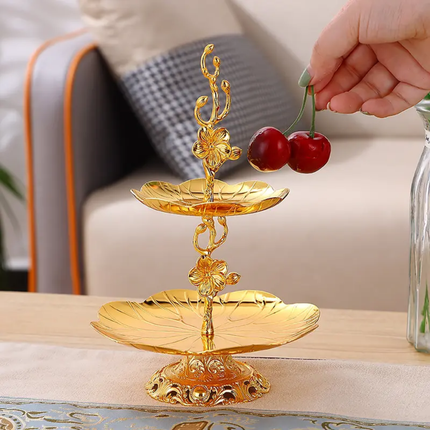Nordic Style Double Layer Fruit Tray Creative Candy Rack Golden Cake Stand For Home
