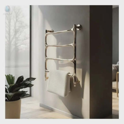 304 Stainless Steel Wall Mounted Heated Towel Rail Gold Design for Bathroom