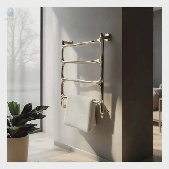 304 Stainless Steel Wall Mounted Heated Towel Rail Gold Design for Bathroom