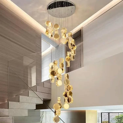 High Quality Modern Led Crystal Stair Chandelier Creative Design for Duplex Living Room Bedroom Entrance Crystal Chandelier