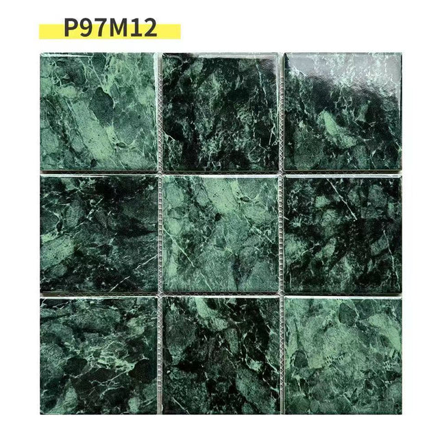 Mosaic Porcelain Sukabumi Pool Tiles Outdoor Indoor Bathroom Tiles 30x30cm Green Marble Design
