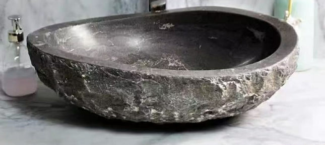 Irregular Stone Smooth WashBasin Oval Marble Sink for Home Kitchen Outdoor Villa for Bathroom Table Balcony Art Single Hole