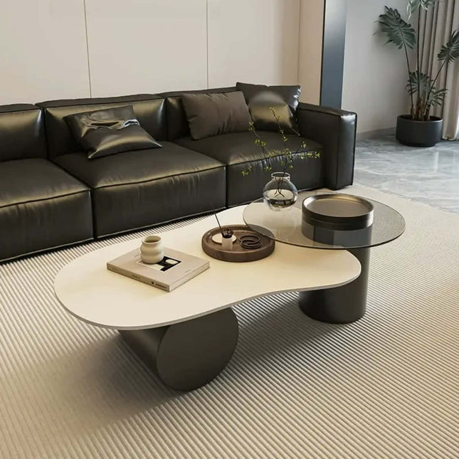 Made of concrete Luxury Two Coffee Table Set With Gold Stainless Steel Frame Marble Top Living Room Furniture Center Table Furniture
