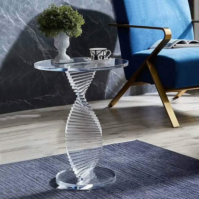 Modern Clear Acrylic Round Coffee Table For Luxury Home Decor Small Sofa Side Tables For Living Room Furniture