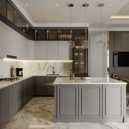 Rustic Style Solid Wood Classic Kitchen Furniture with Custom Island Cabinet