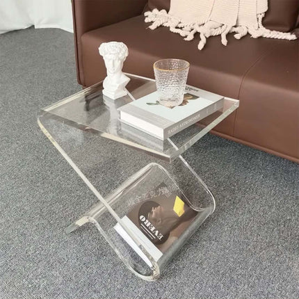 Modern Minimalist Z-Shaped Acrylic Sofa Side Table Convenient Storage Household Furniture