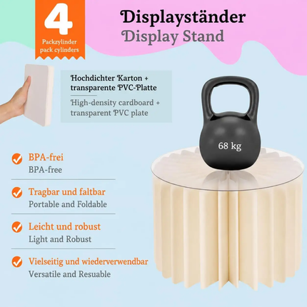 Cosmo Celebration Display Stand Set 4-Height-Adjustable Risers Lightweight Sturdy PVC Panels Foldable Buffet Pedestal Dessert