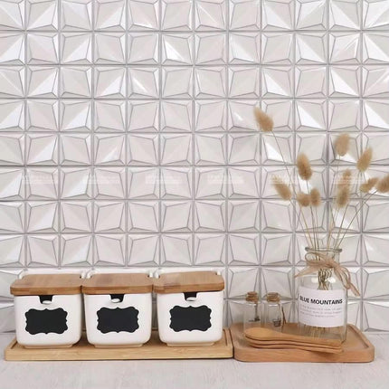 Modern Decorative Bathroom Kitchen Backsplash Wall Glossy Porcelain Cube 3D Wall Mosaic Tile