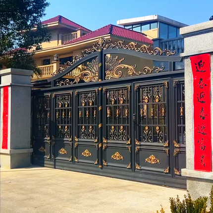 European Design Modern Aluminum Gates Wrought Aluminum Driveway House Security with Automatic Opening For Hotels and Apartments