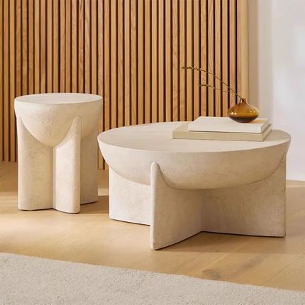 Made of FiberGlass FRP Wabi Sabi Luxury Modern Fiber Glass End Table Sofa Side Tea Fiberglass Table Round Plastic Coffee Table For Living Room