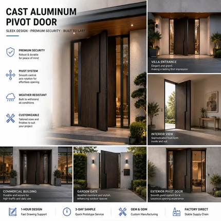 Luxury Design Custom High Quality Exterior Entrance Security House Front Stainless Steel Pivot Door
