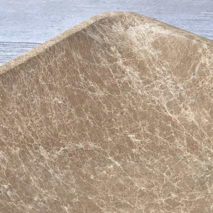 Emperador Light Unique Shape Sink Handmade Natural Stone Wash Basin Bathroom Vanity Diamond Facets Marble Stone Wash Basin
