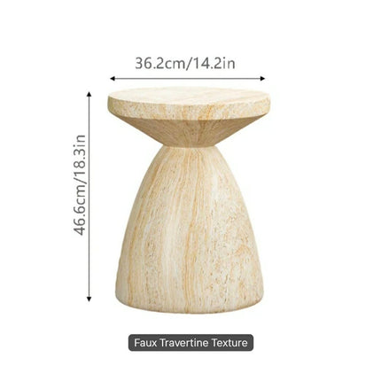 Durable Small Round Outdoor Coffee Table With Faux Travertine Texture Modern MgO Living Room Furniture