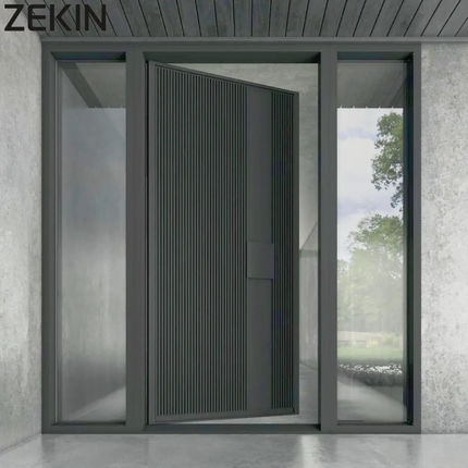 ZEKIN High Quality Customized Heat Insulation Sound Insulation Anti-Theft Front Entry Security Doors Luxury Pivot Entrance Door