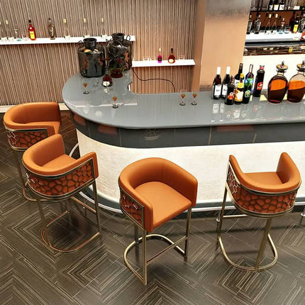 Modern Velvet Bar Stool with Gold Metal Frame For Hotel and Commercial Use
